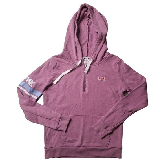 Victoria's Secret PINK Logo 1/2 Zip Hoodie Women's Size Small - Picture 1 of 3
